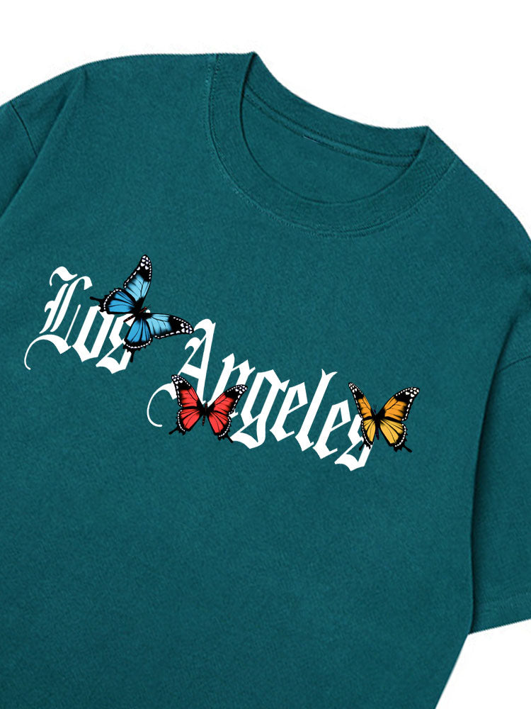 Los Angeles Butterfly Print T-Shirt