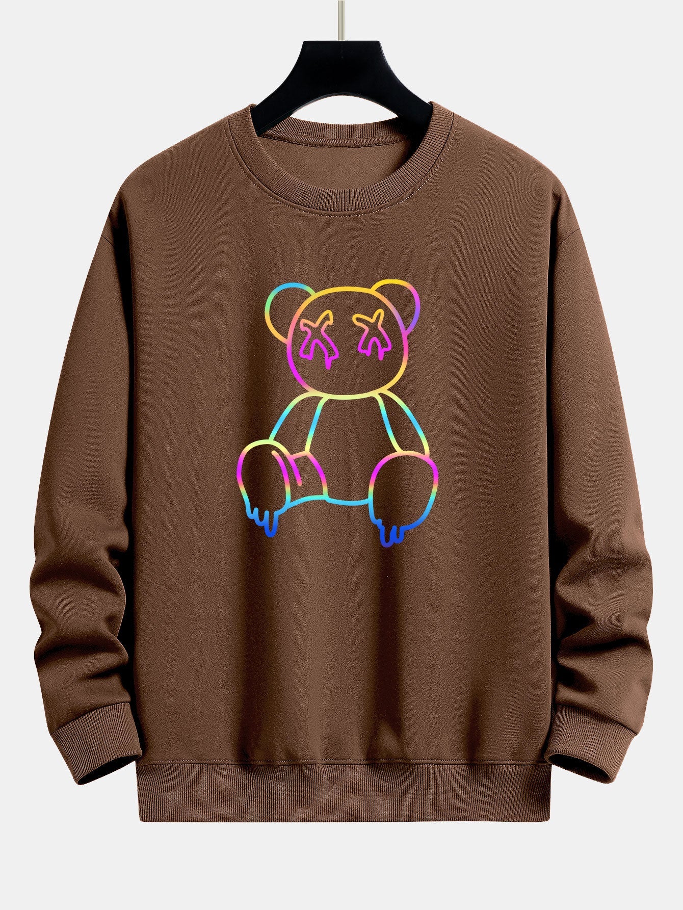 Gradient Dissolving Bear Print Relax Fit Sweatshirt