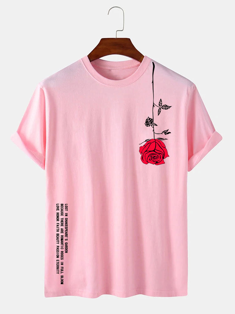 Slogan Rose Print T-Shirt