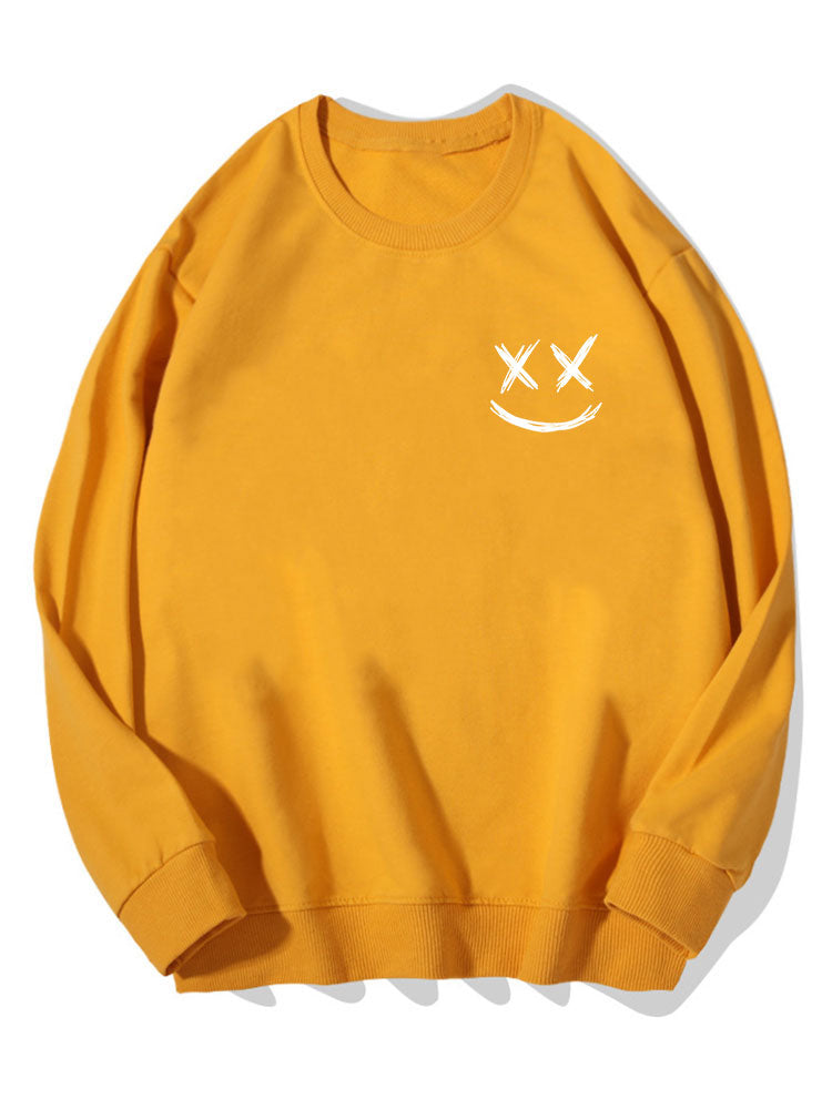 Smiley Print Cotton Sweatshirt