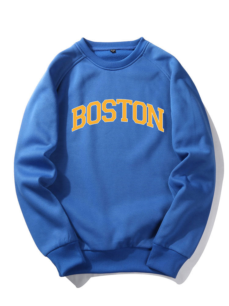 Sweat-shirt à imprimé lettre Boston