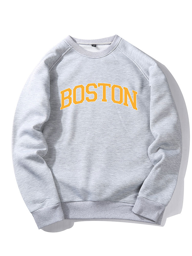 Sweat-shirt à imprimé lettre Boston