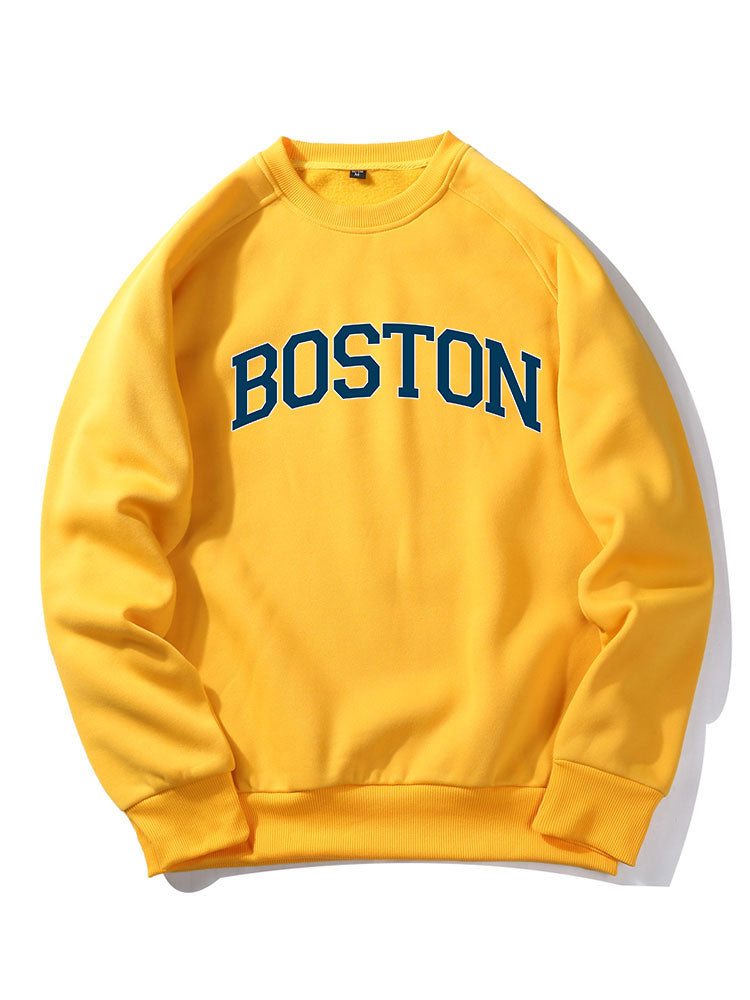 Sweat-shirt manches raglan imprimé lettre Boston