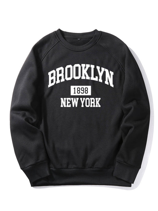 Sweat-shirt à manches raglan imprimé lettre Brooklyn New York