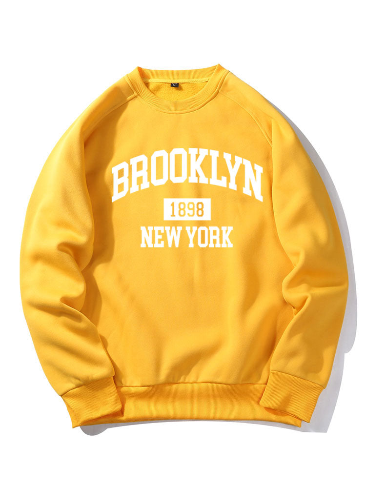 Sweat-shirt à manches raglan imprimé lettre Brooklyn New York