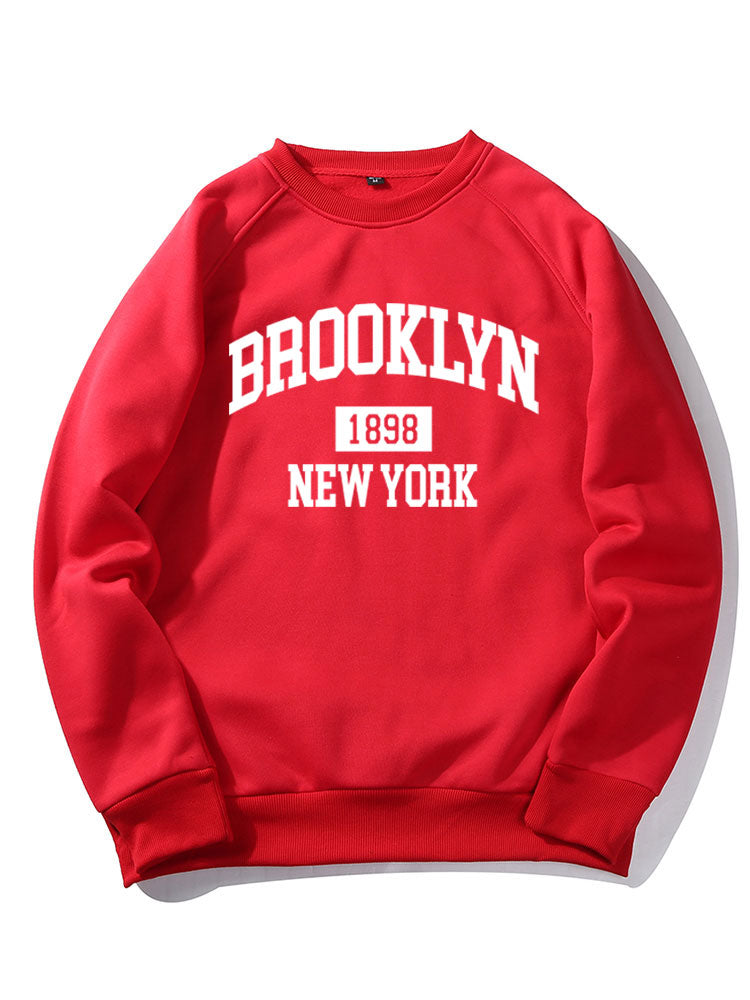 Sweat-shirt à manches raglan imprimé lettre Brooklyn New York