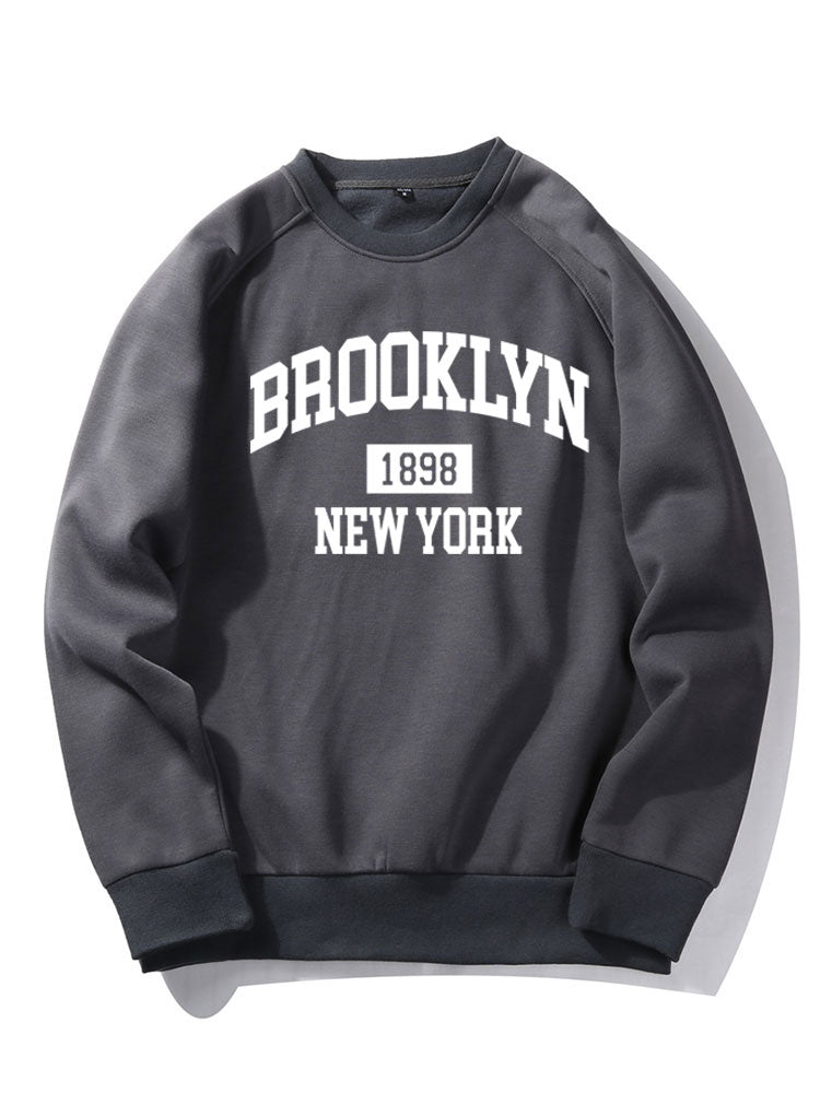 Sweat-shirt à manches raglan imprimé lettre Brooklyn New York