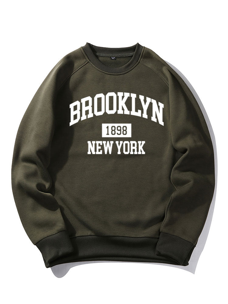 Sweat-shirt à manches raglan imprimé lettre Brooklyn New York