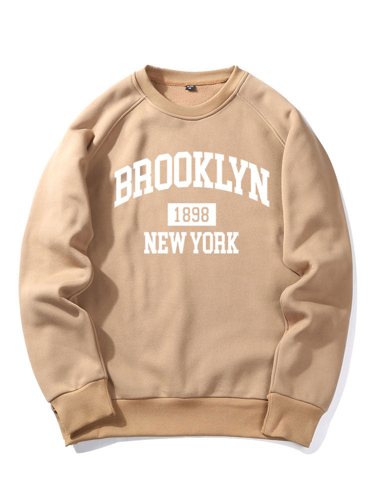 Sweat-shirt à manches raglan imprimé lettre Brooklyn New York