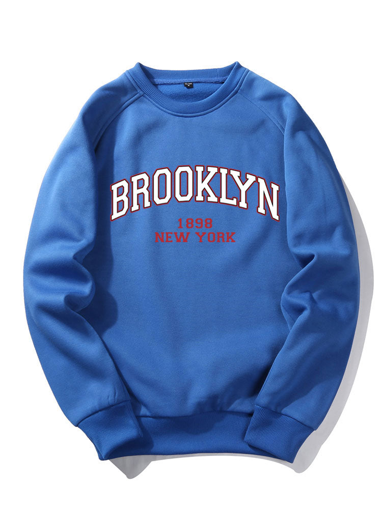 Sweat-shirt à manches raglan imprimé lettre Brooklyn