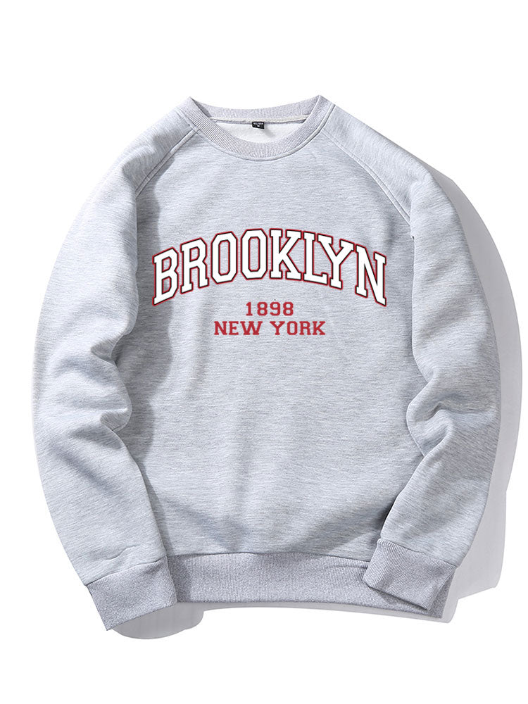 Sweat-shirt à manches raglan imprimé lettre Brooklyn