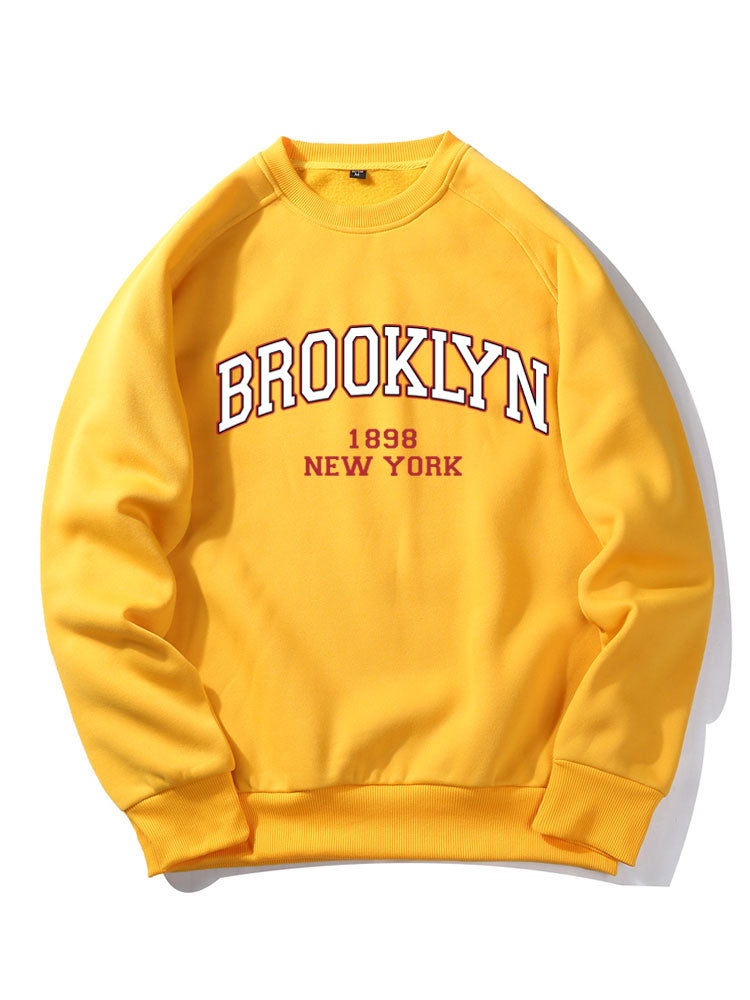 Sweat-shirt à manches raglan imprimé lettre Brooklyn