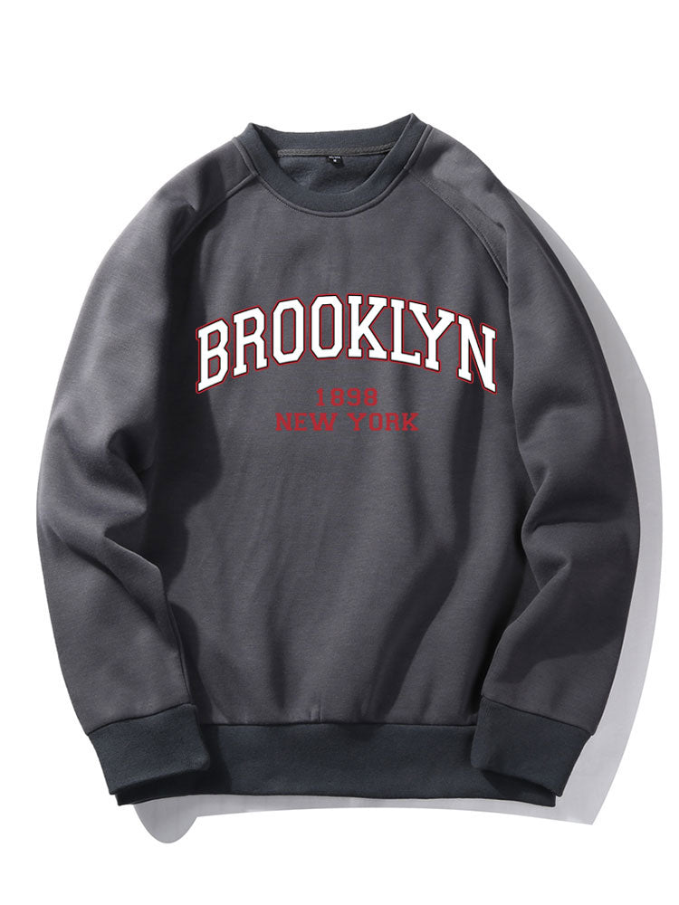 Sweat-shirt à manches raglan imprimé lettre Brooklyn