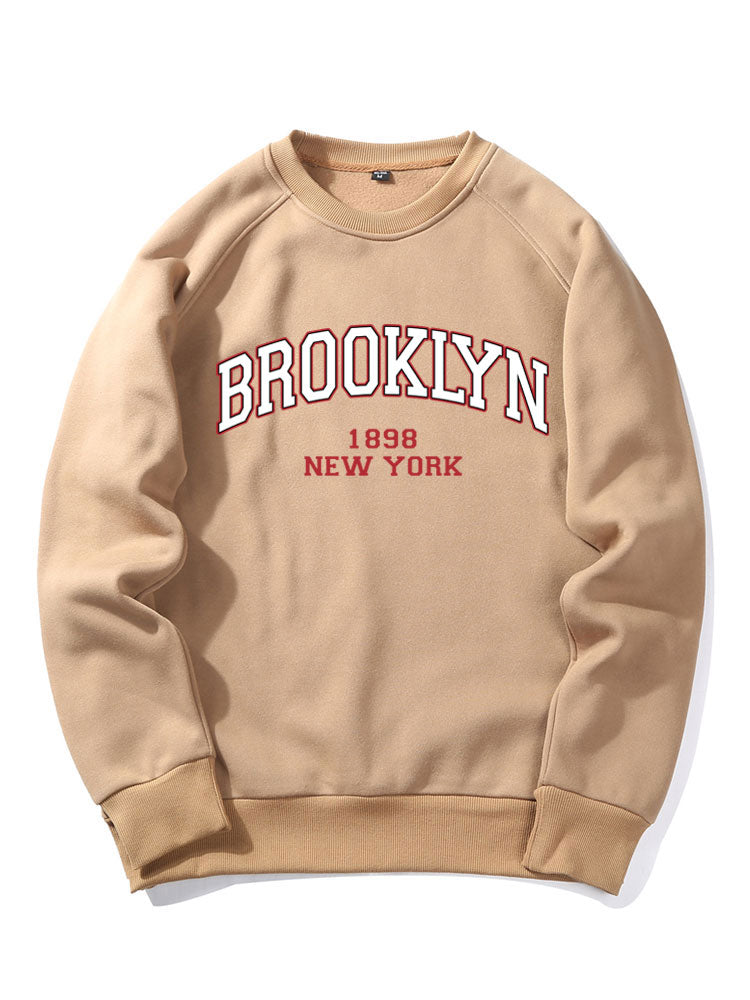 Sweat-shirt à manches raglan imprimé lettre Brooklyn