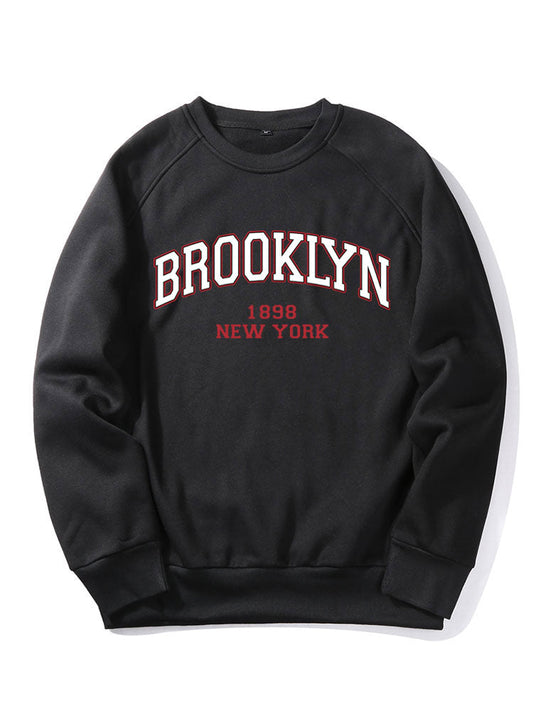 Sweat-shirt à manches raglan imprimé lettre Brooklyn