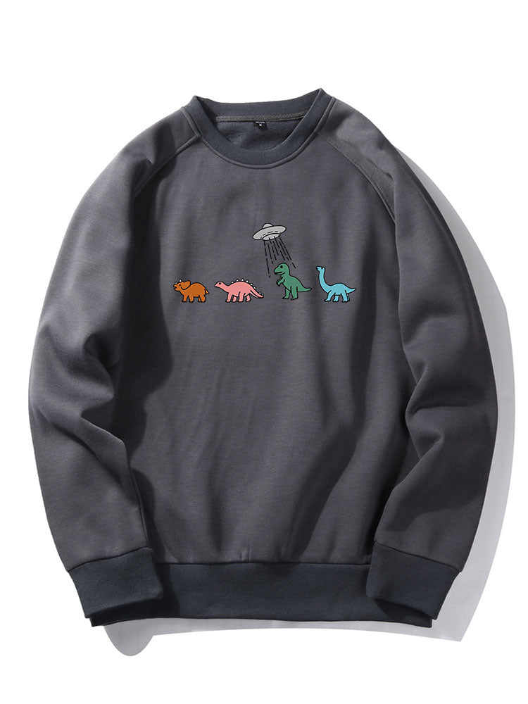 Cartoon Dinosaur Print Raglan Sleeves Sweatshirt