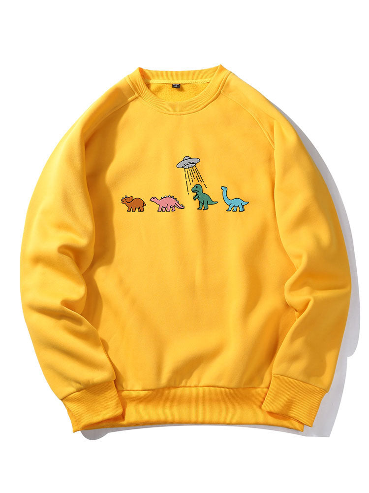 Cartoon Dinosaur Print Raglan Sleeves Sweatshirt