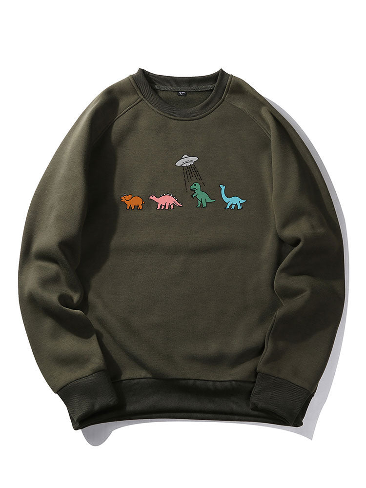 Cartoon Dinosaur Print Raglan Sleeves Sweatshirt