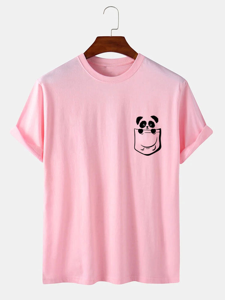 Panda In Pocket Print T-Shirt