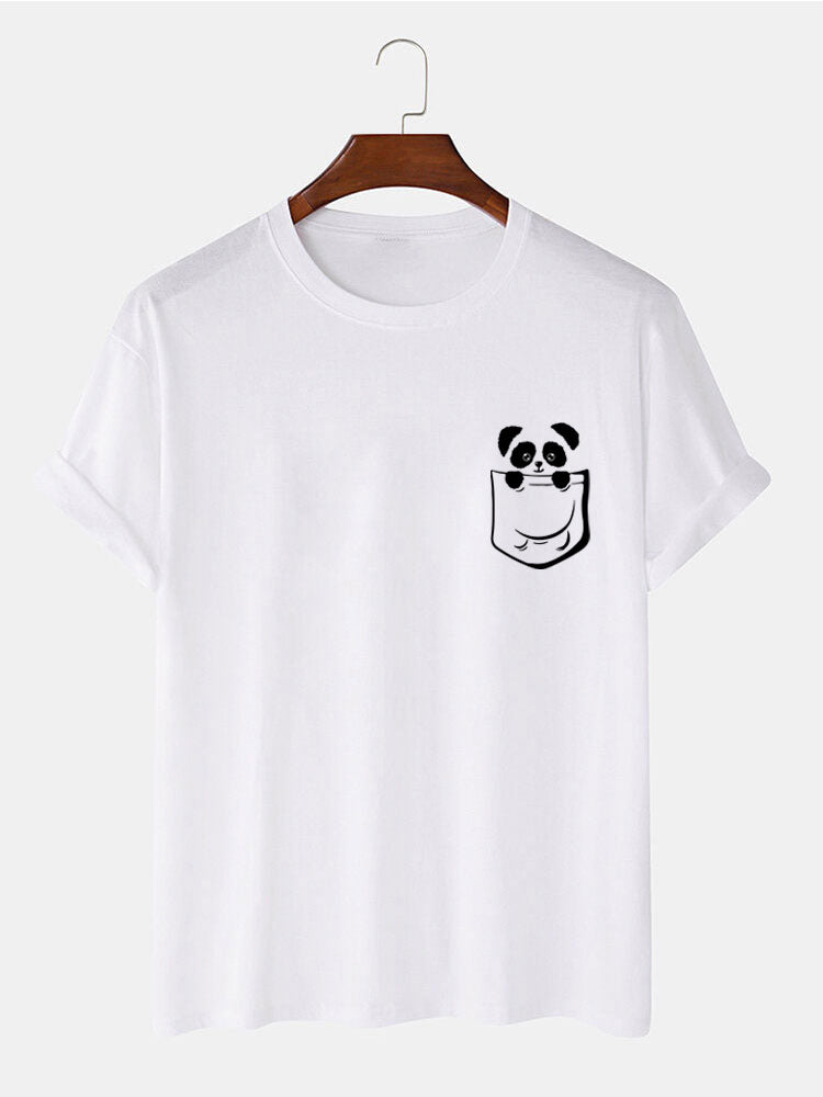 Panda In Pocket Print T-Shirt