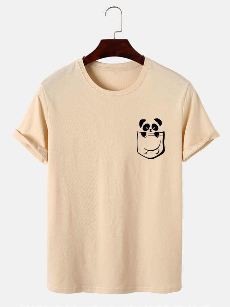 Panda In Pocket Print T-Shirt