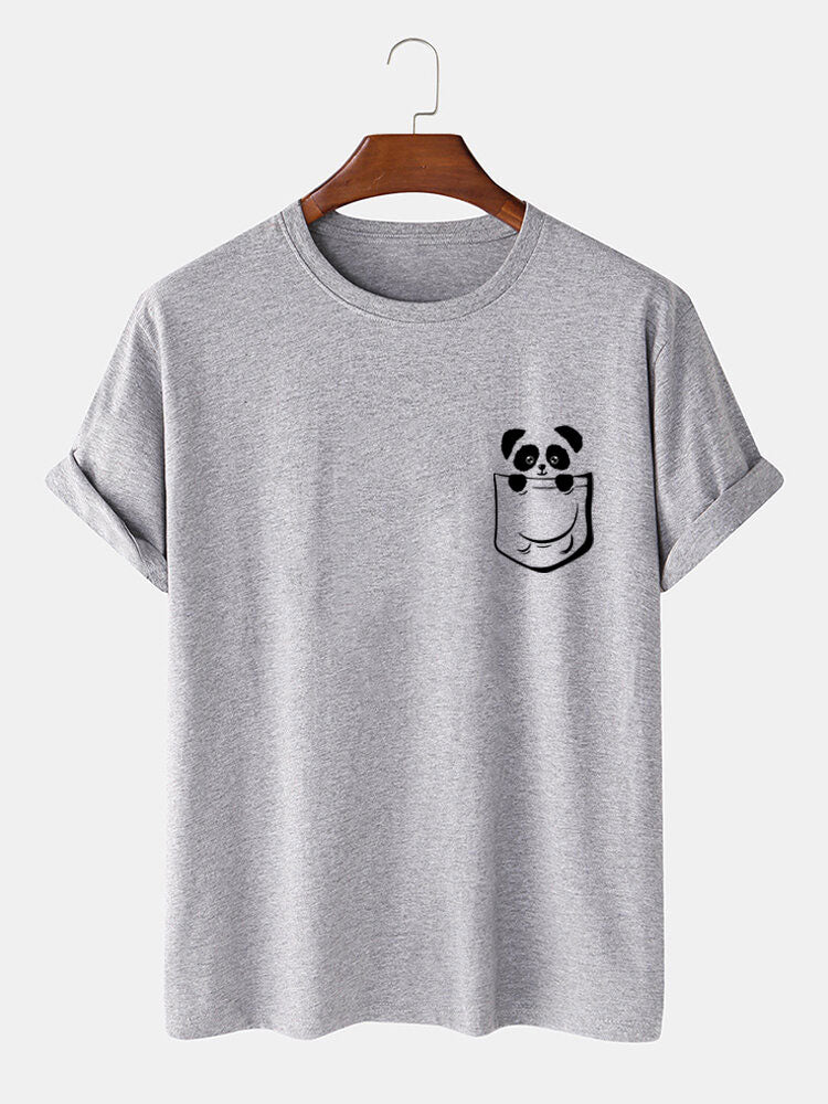 Panda In Pocket Print T-Shirt