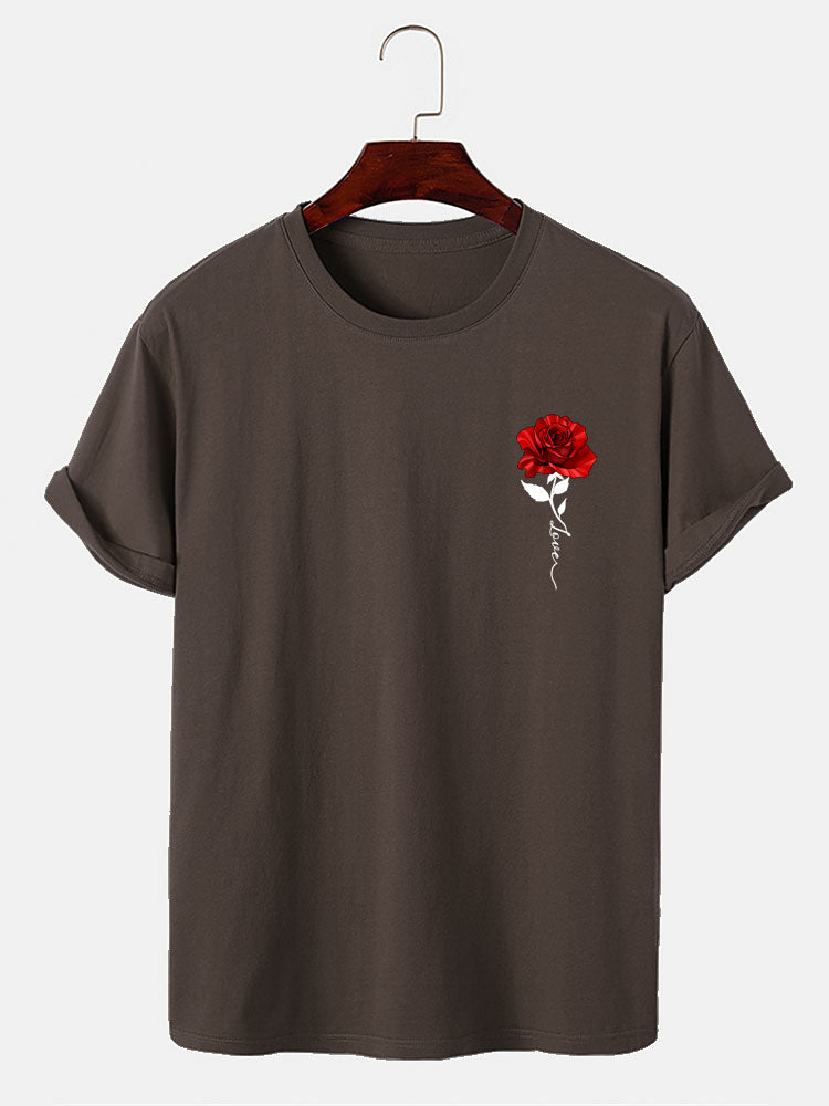 Red Rose Print T-Shirt