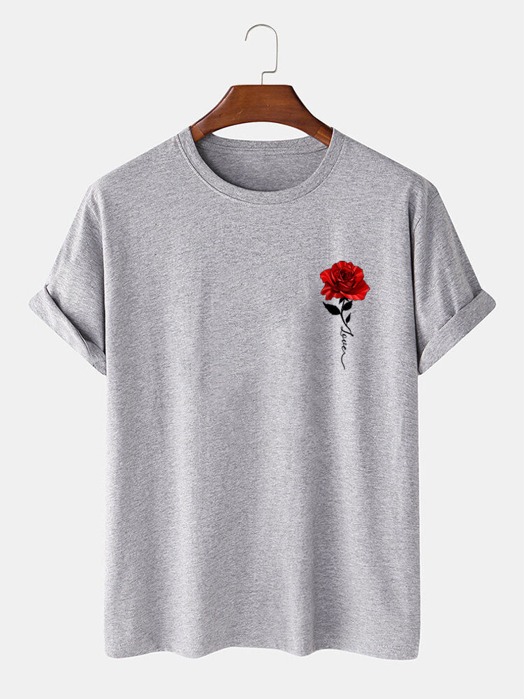 Red Rose Print T-Shirt