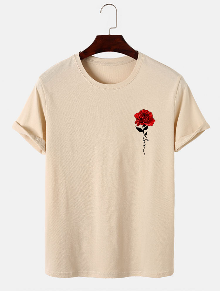 Red Rose Print T-Shirt