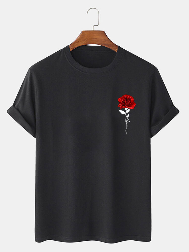 Red Rose Print T-Shirt