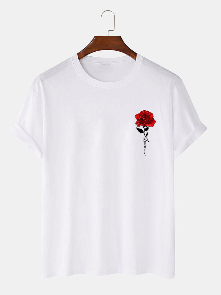 Red Rose Print T-Shirt