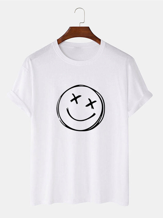 Hand Drawn Smiley Print T-Shirt