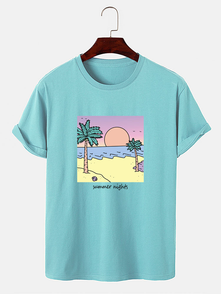 Sunset Palm Tree Print T-Shirt