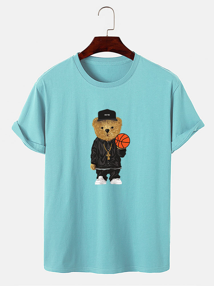 Basketball Bear Print T-Shirt