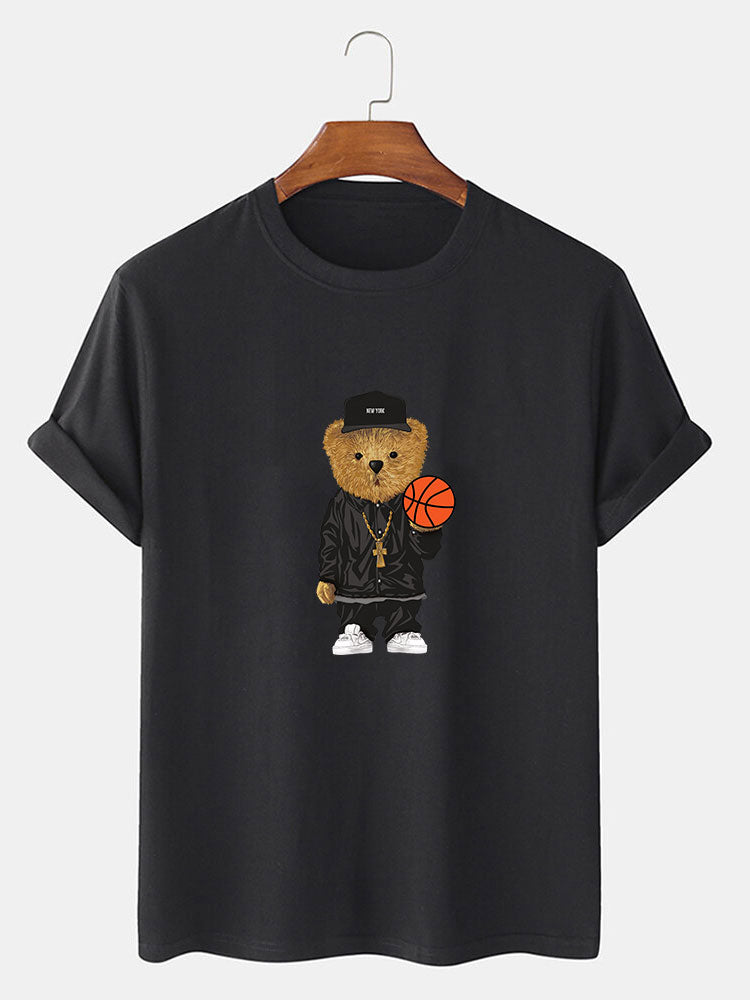 Basketball Bear Print T-Shirt