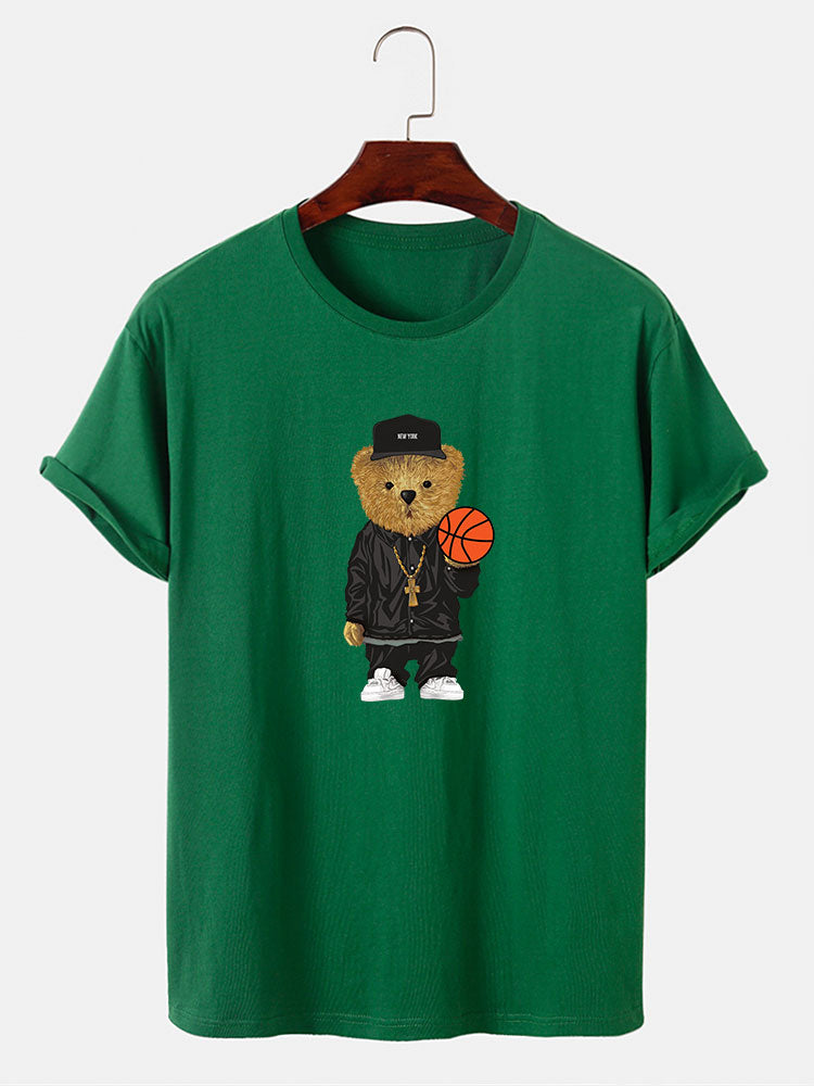 Basketball Bear Print T-Shirt