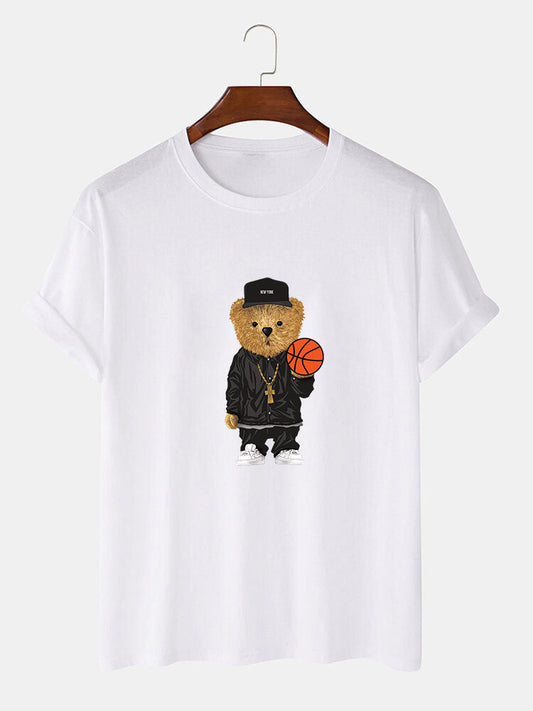 Basketball Bear Print T-Shirt