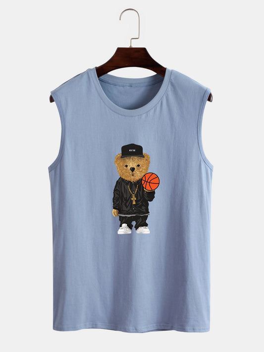 Basketball Bear Print Tank Top