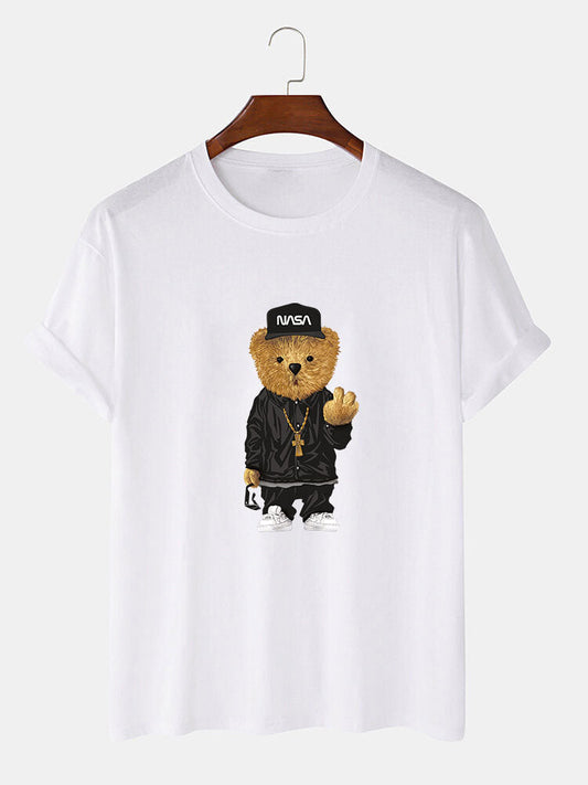 Hip Hop Bear Print T-Shirt