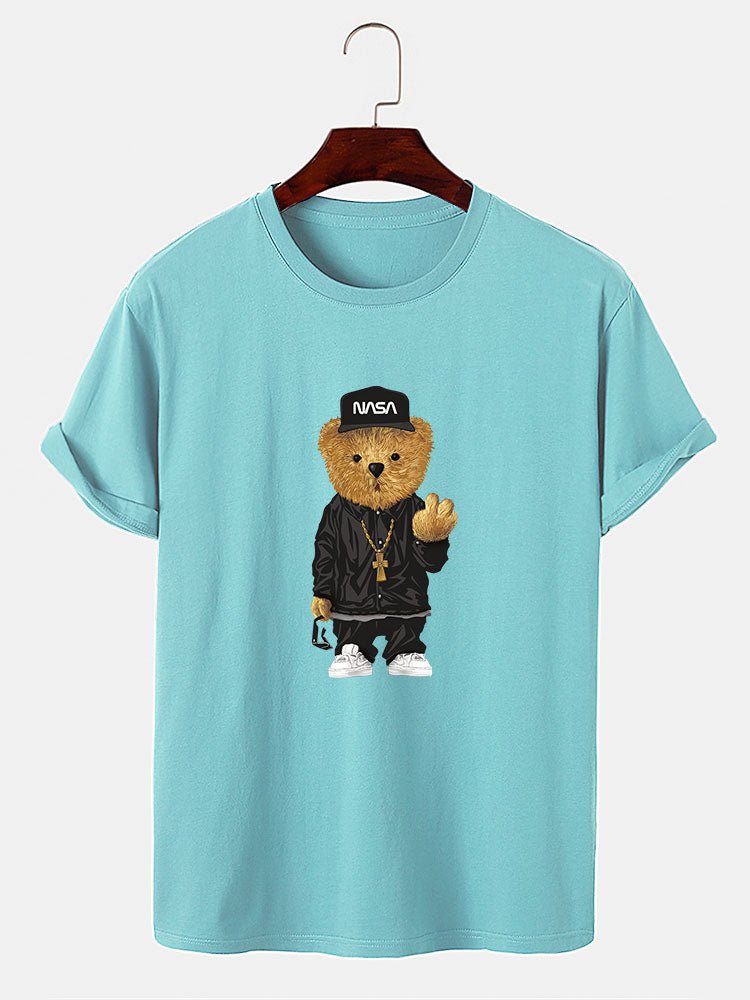 Hip Hop Bear Print T-Shirt