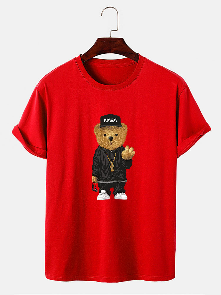 Hip Hop Bear Print T-Shirt