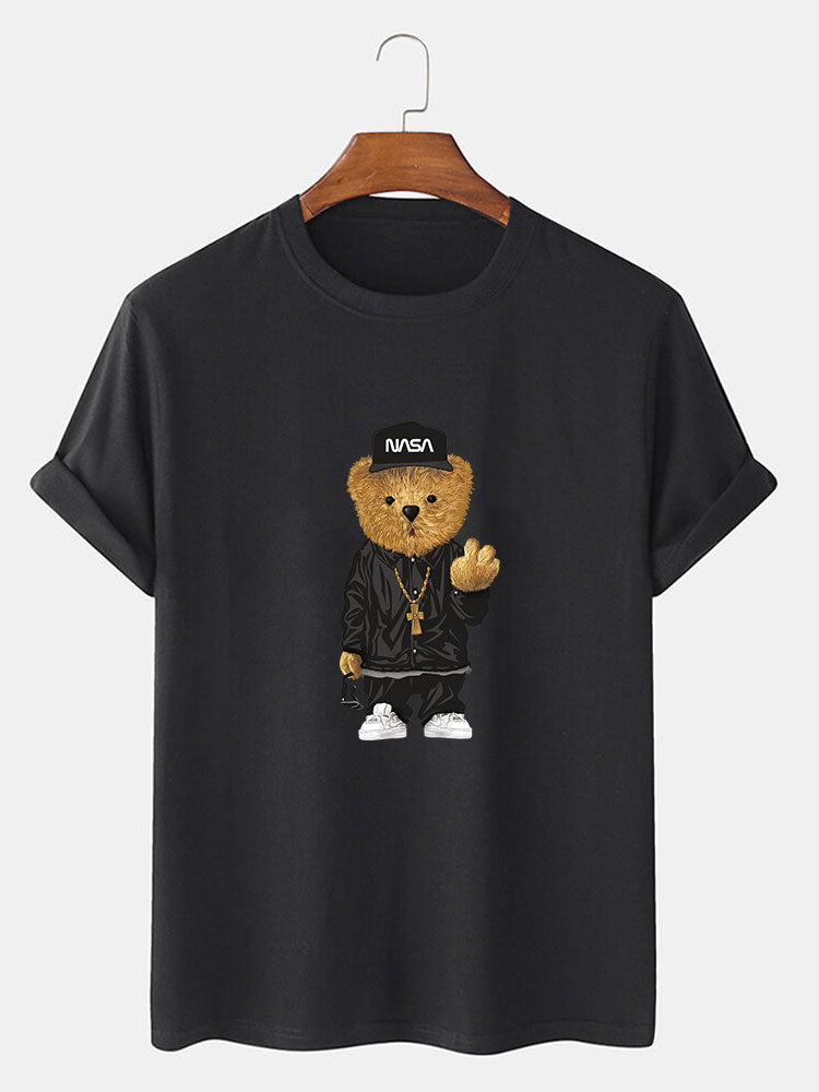 Hip Hop Bear Print T-Shirt