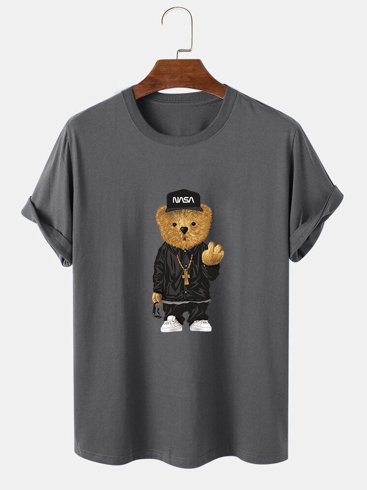 Hip Hop Bear Print T-Shirt