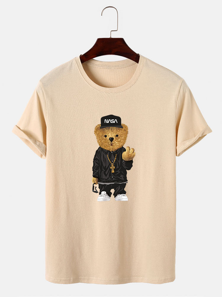 Hip Hop Bear Print T-Shirt