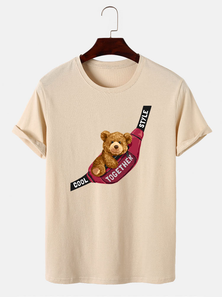 Shoulder Bag Bear Print T-Shirt