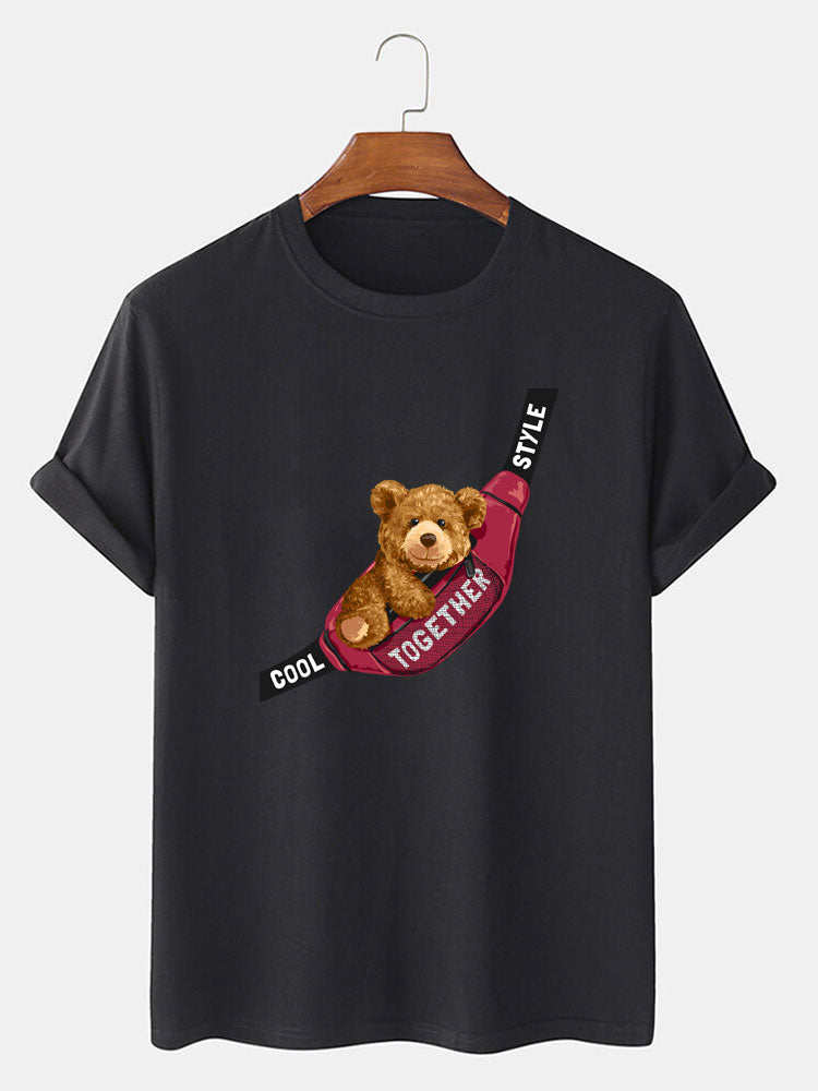 Shoulder Bag Bear Print T-Shirt