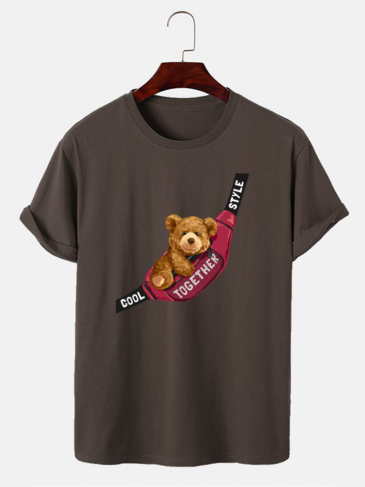 Shoulder Bag Bear Print T-Shirt