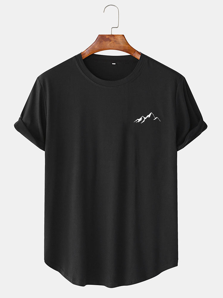 Mountain Graphic Print Arc Hem T-Shirt