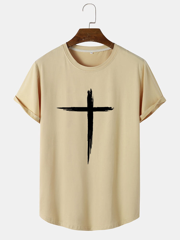 Cross Line Print T-Shirt