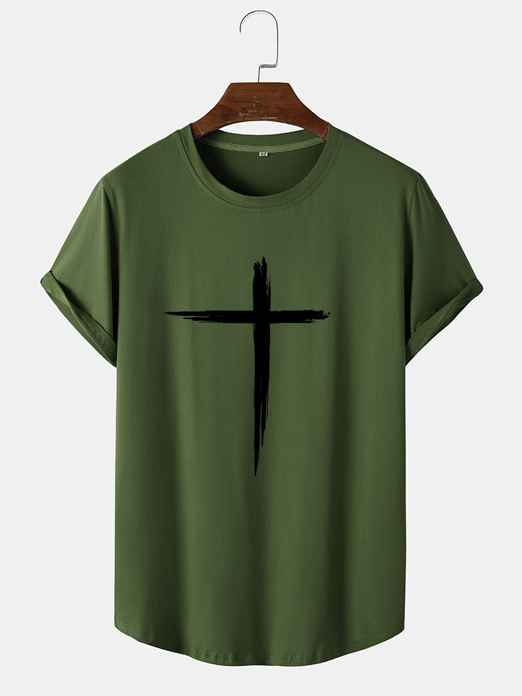 Cross Line Print T-Shirt